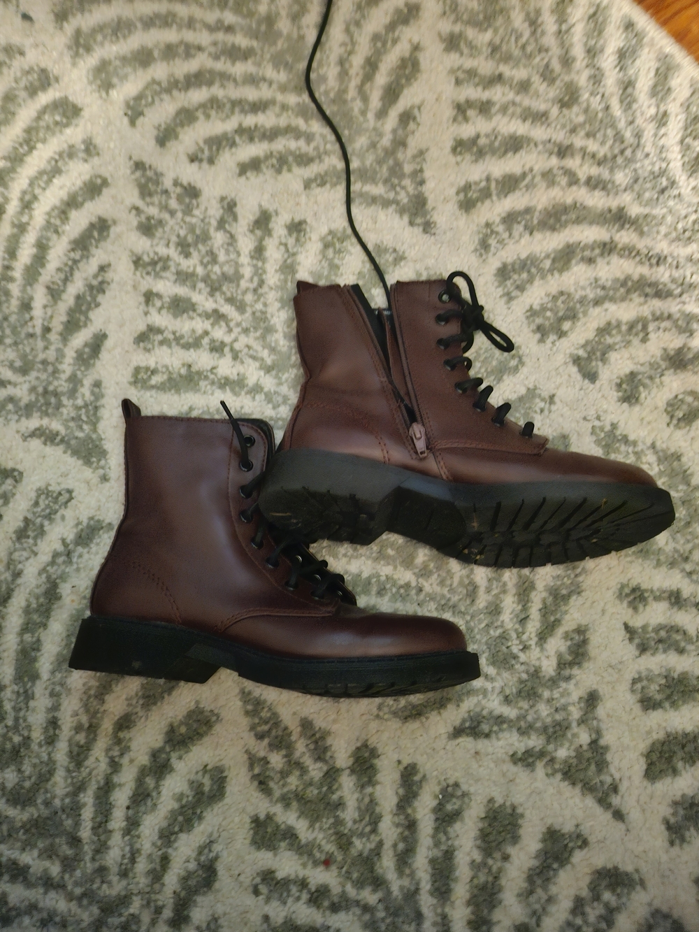 Time and Tru Men's Dark Brown Lace-Up Side-Zip Combat Boots